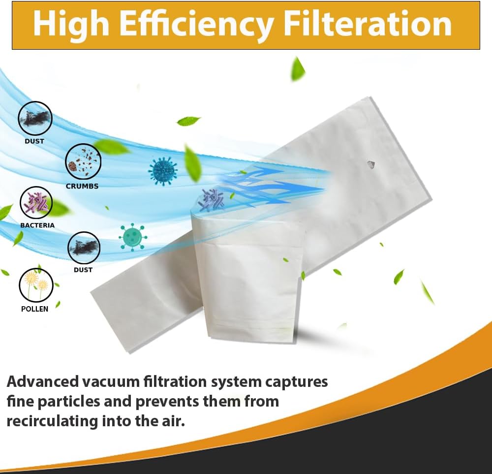 Topvacuumparts Commercial Style F&G Vacuum Bags for Sanitaire SC600 and SC800 Series Advanced Micro Filter Bags for Professional Cleaning (5 Bags)
