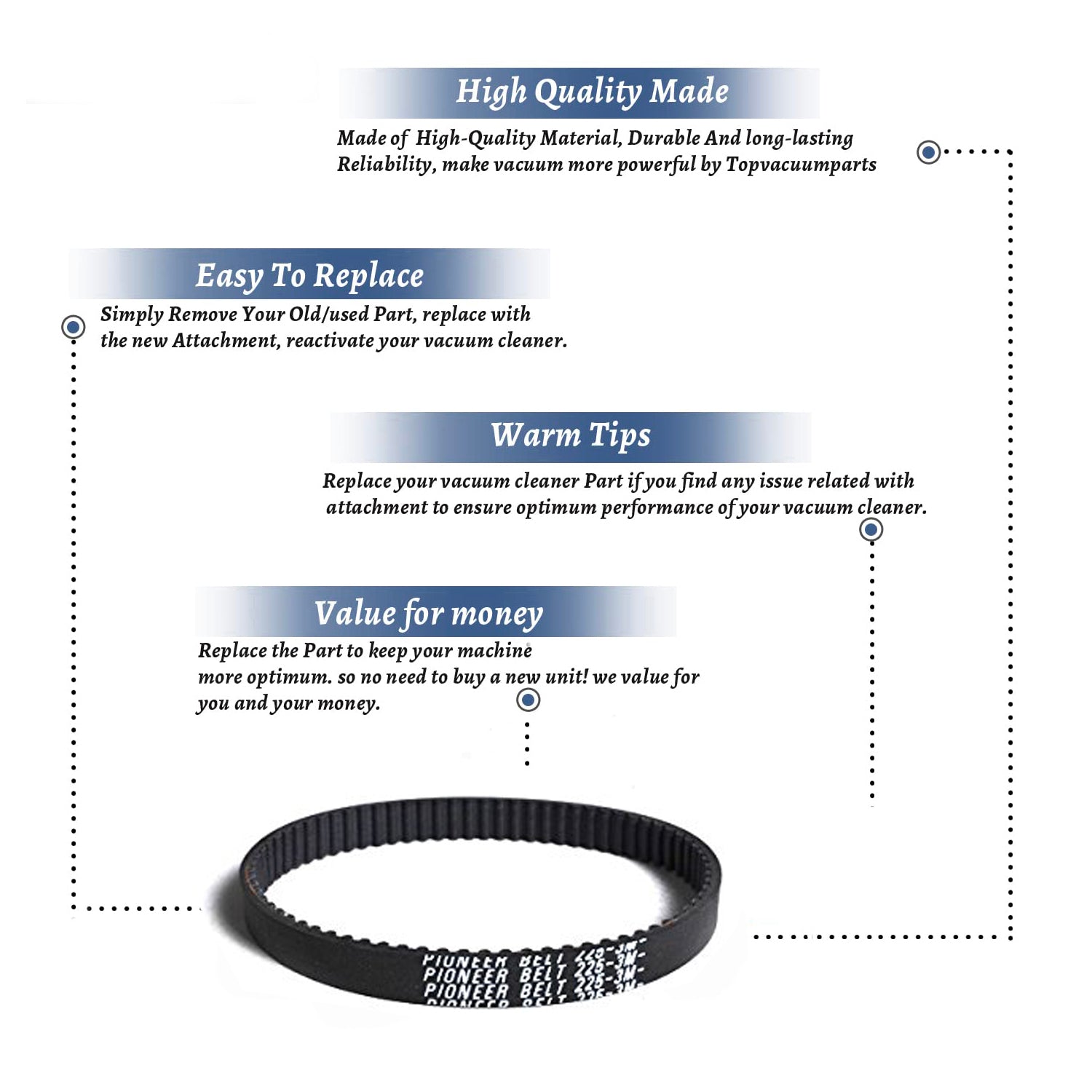 Topvacuumparts Replacement Part for Eureka e SC-785 Commercial Vacuum Cleaner Geared Belt # Compare to Part 61121