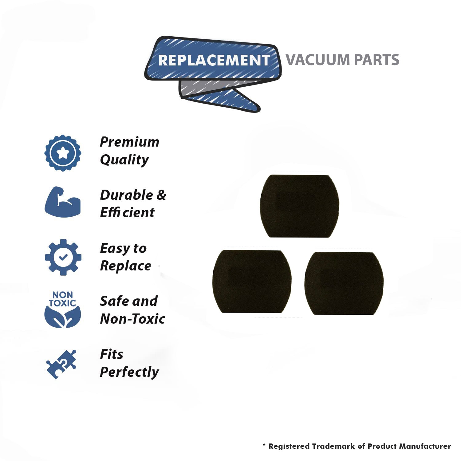 Topvacuumparts Replacement Part For Eureka S782, SC785 Vacuum Cleaner Secondary Motor Foam Filter (Pack-3) # compare to part 61123