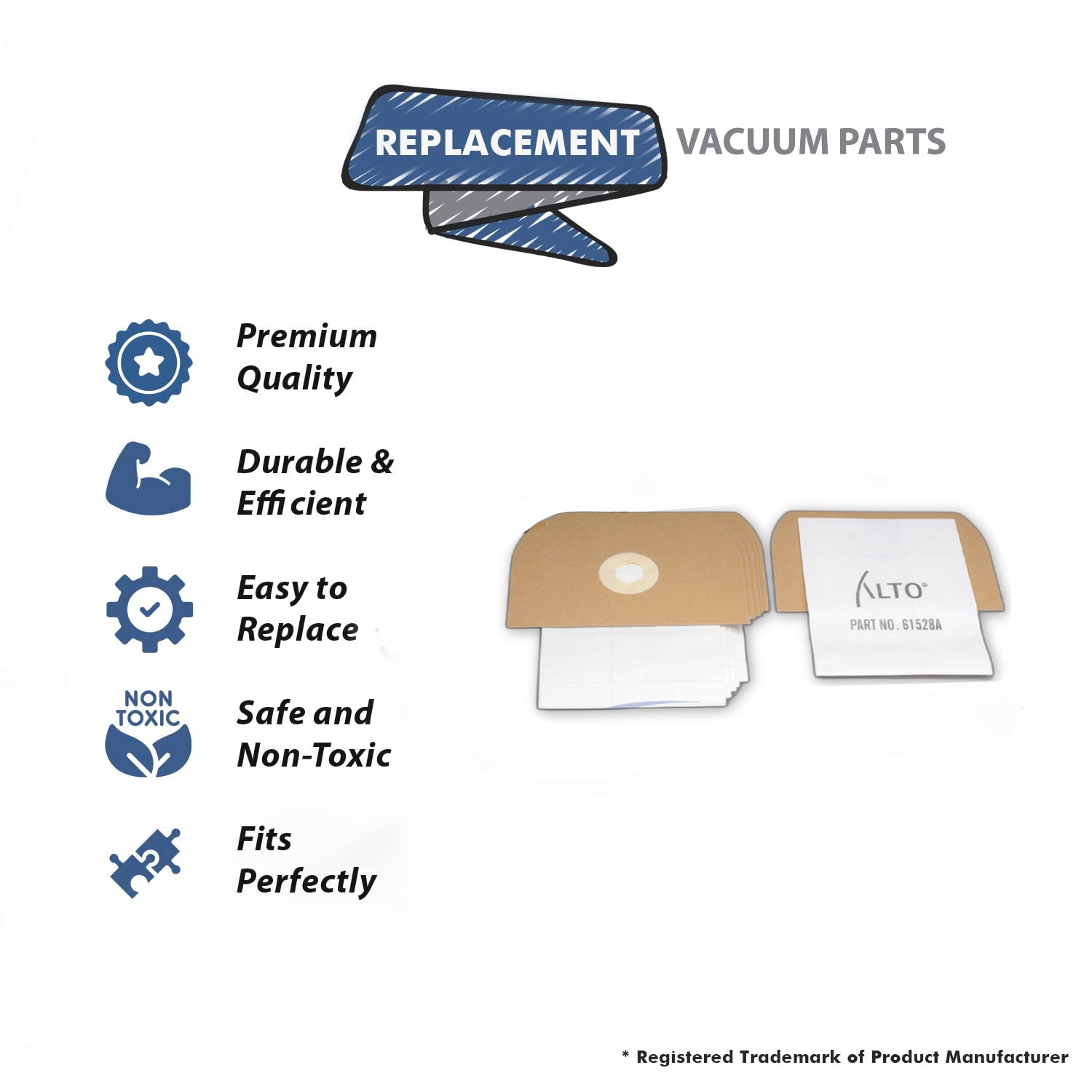 Topvacuumparts Replacement Part For Clarke, Napsac Vacuum Cleaner Paper Bags 18pk # compare to part 61528A