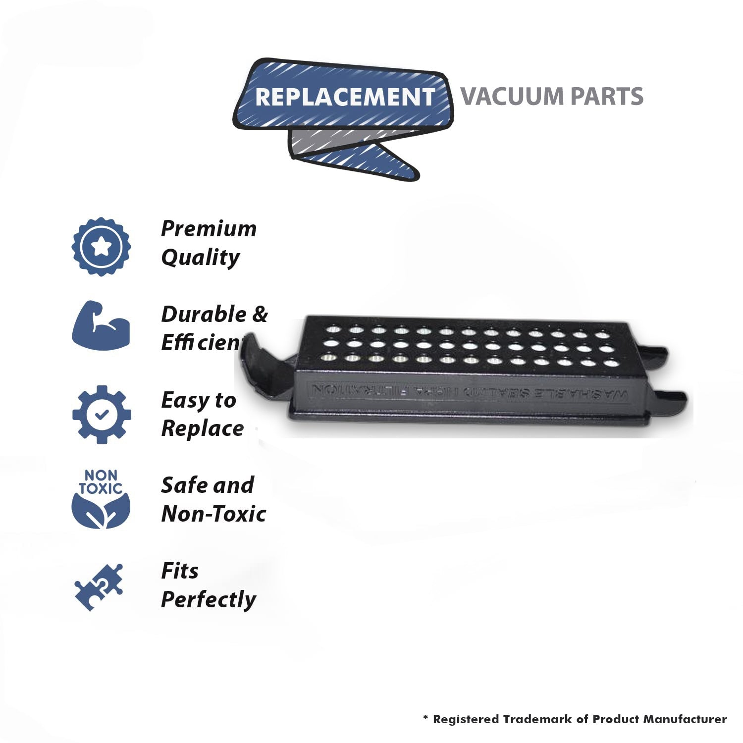 Topvacuumparts Replacement Part For Eureka 5700, 5800 Vacuum Cleaner HF5 Washable Exhaust Hepa Filter # Compare to Part 61840