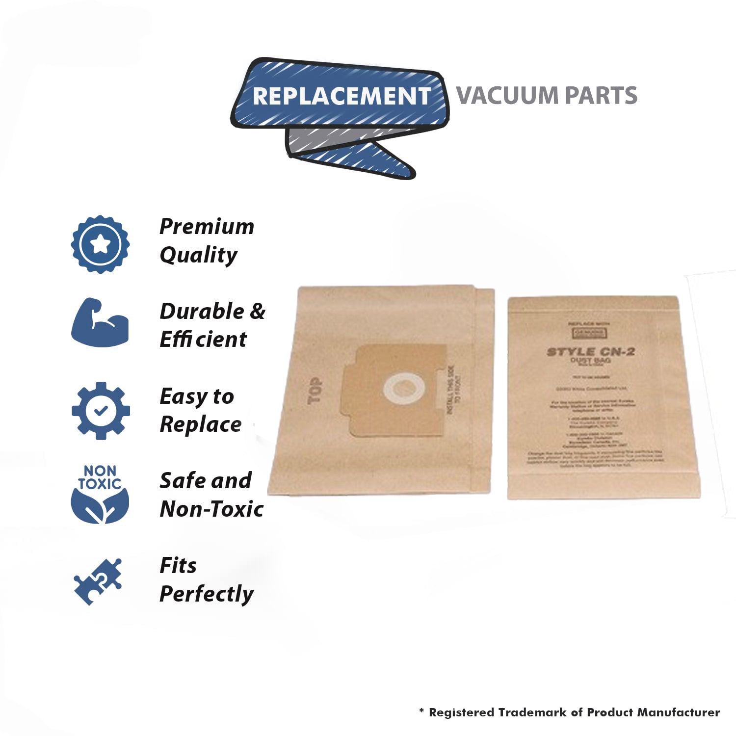 Topvacuumparts Replacement Part For Eureka 6830 Canister Vacuum Cleaner Type CN-2 Paper Bags 3pk # Compare to Part 61990B