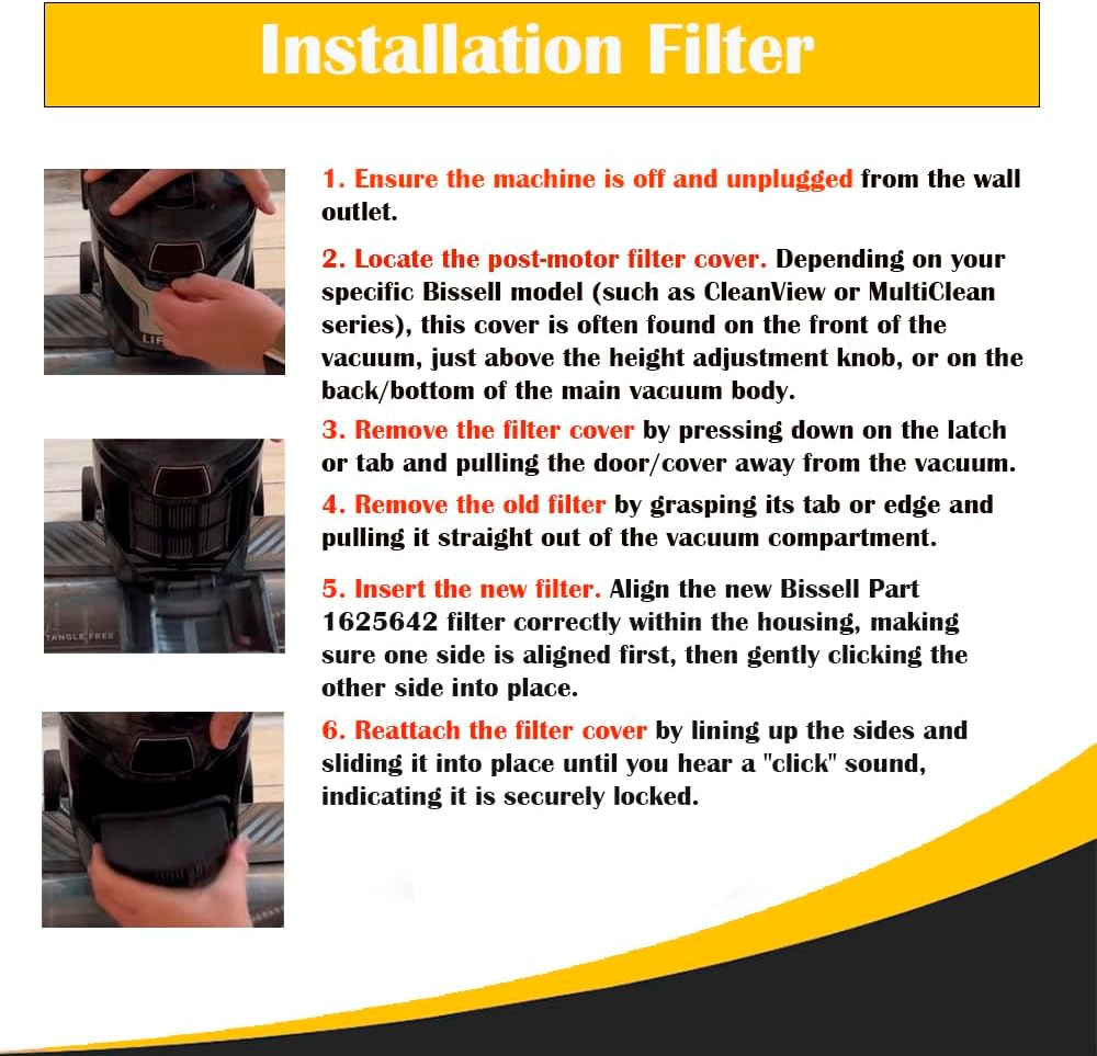Topvacuumparts Replacement 2998 Filter for Bissell Multiclean Lift-Off Pet Vacuum, Compatible With 2849, 3000, 3057, 28492, 2999, 2920, 2998, 2852, 3059# Compare to Part 1625642