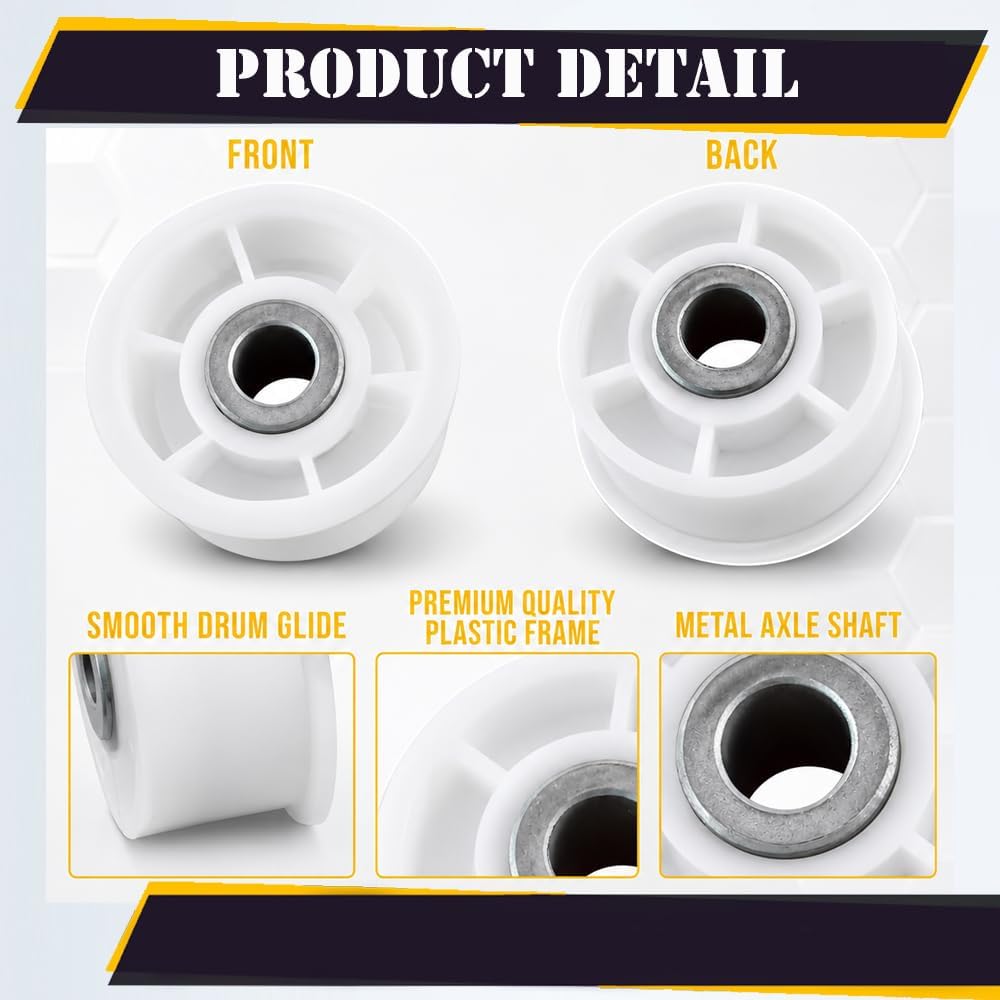 Topvacuumparts Replacement DC97-07509B DC93-00634A Dryer Idler Pulley Wheel 2Pk for Samsung DV45H7000EW DV365ETBG DV42H5200EW DV42H5000EW #DC97-07509B