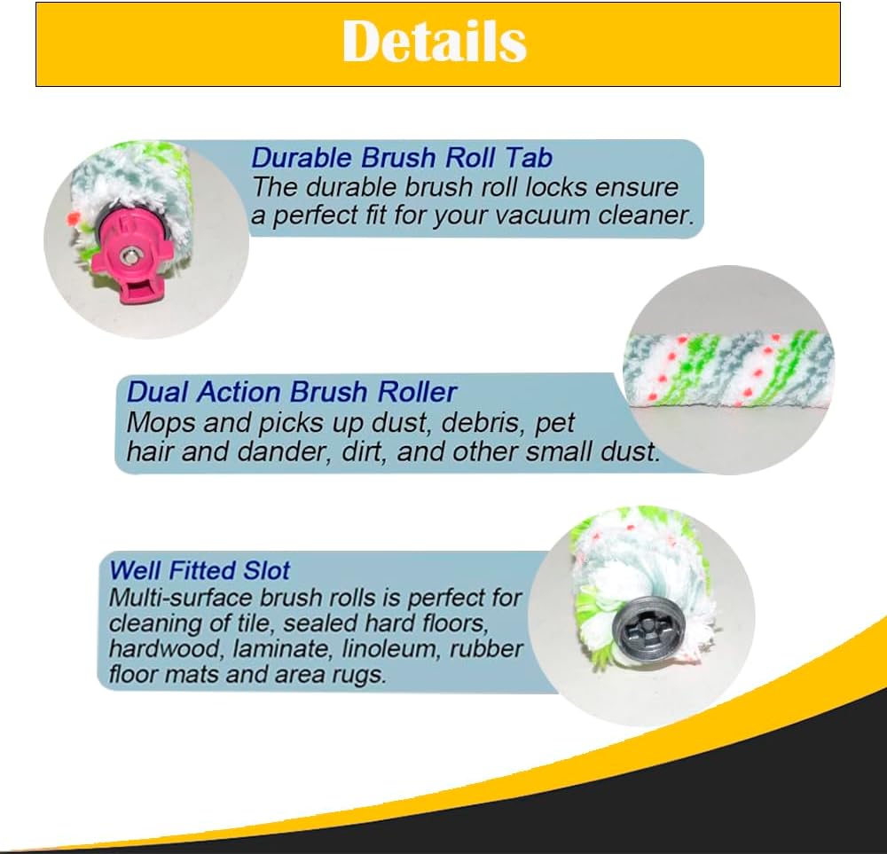 Topvacuumparts for Bissell CrossWave 1785 2306A Includes 1 Pet Brush Roll 2460 and 3 Filters 1866 Replaces 1613568 1608684 Best for wet dry cleaning