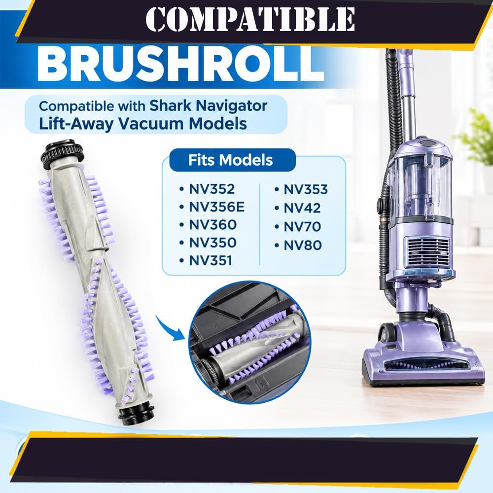 Topvacuumparts Vacuum Brush Roller Replacement for Shark Navigator Lift-Away Fits NV355 NV356 NV350 NV351 NV353,NV360 NV42 NV70 NV80, Part 98-3412-09