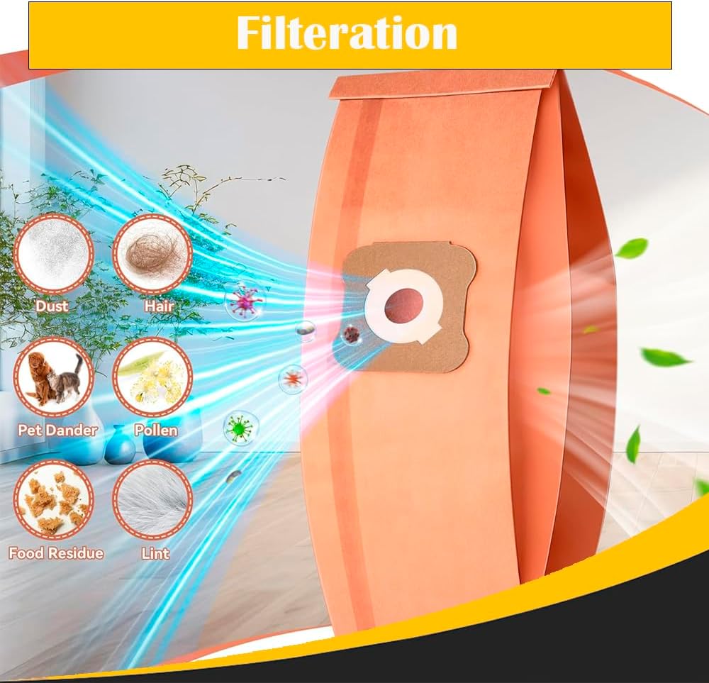 Topvacuumparts Replacement Vacuum Bags &Belts Compatible for Kirby G4 G5 GSIX & Sentria Series 9-Pack Dust Bags,3 Belts Part # 197294S, 301291