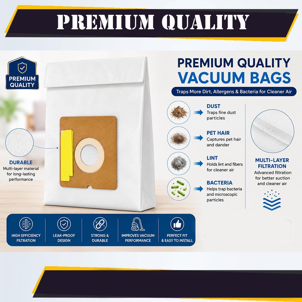 Topvacuumparts Replacement Micro Filtration Vacuum Bags Designed to Fit For Eureka Style L, Johnny Bee, 930, 965 Series – 9 Pack #313