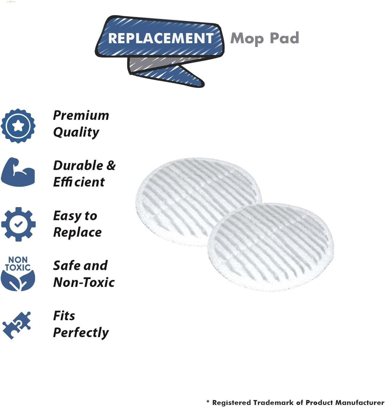 Topvacuumparts Replacement Pads For Bissell Spinwave Mop: 2 Pads for Bissell Spinwave/Spin Wave/Crosswave,Expert/Pet/Cordless Hard Floor,2124 20393