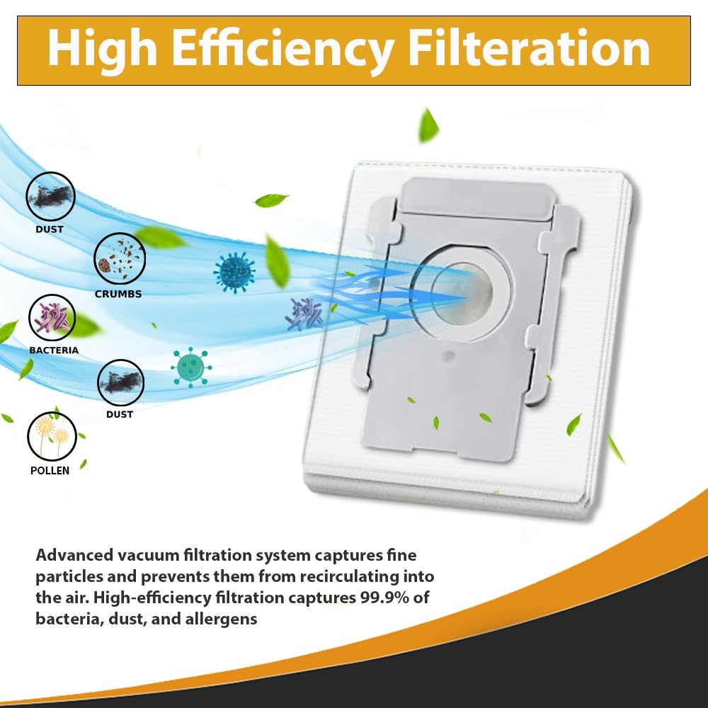 Topvacuumparts 10 Vacuum Bags for irobot Roomba E5 E6i1Plus, i1, i3, i4, i6, i7, i8, j7, j8, s9, s9+, Replacement for i & s & j Series Dirt Disposal