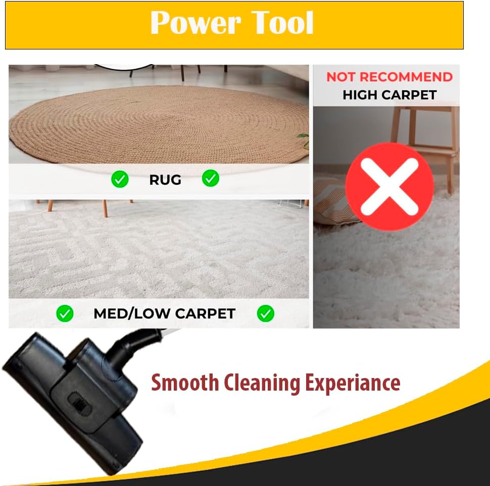 Topvacuumparts Replacement Universal Central Vacuum Attachment Kit with Air Turbo Nozzle Brush, Cleaning Hose & Tools for Hardwood, Stairs & Furniture