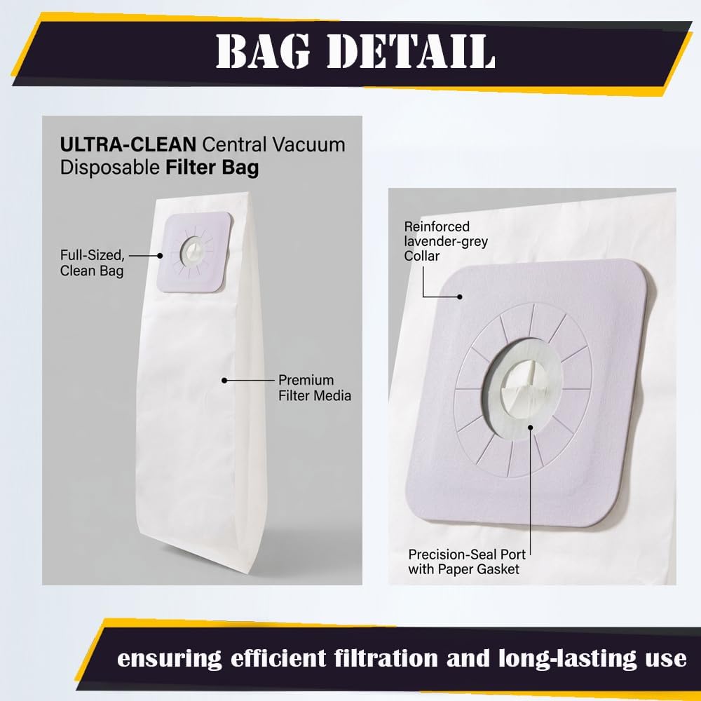 Topvacuumparts Replacement Nutone 9 Pack Central Vacuum Bags for CV351 VX475 44186 CV352 CV653 CV750 CF3918 | Multi-Layer Filtration Dust Bags #391