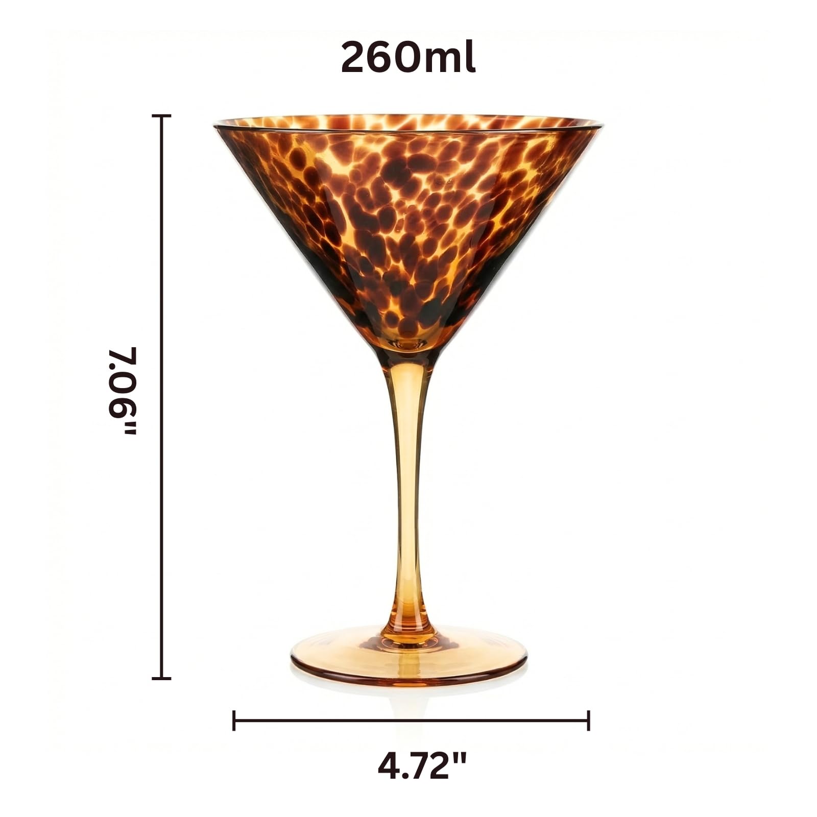 Tortoise Leopard Print Martini 9oz - Set of 2, 7.1