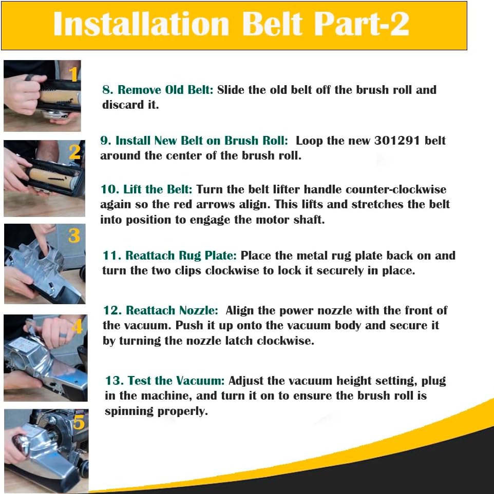 Topvacuumparts Replacement Vacuum Bags &Belts Compatible for Kirby G4 G5 GSIX & Sentria Series 9-Pack Dust Bags,3 Belts Part # 197294S, 301291