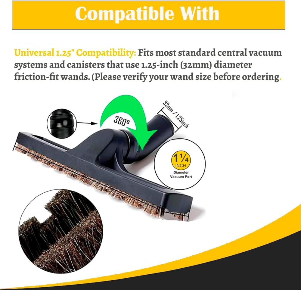 Topvacuumparts Replacement 1 1/4 Inch Universal Vacuum Swivel Head Hardwood Floor Tool, Extra Large 12