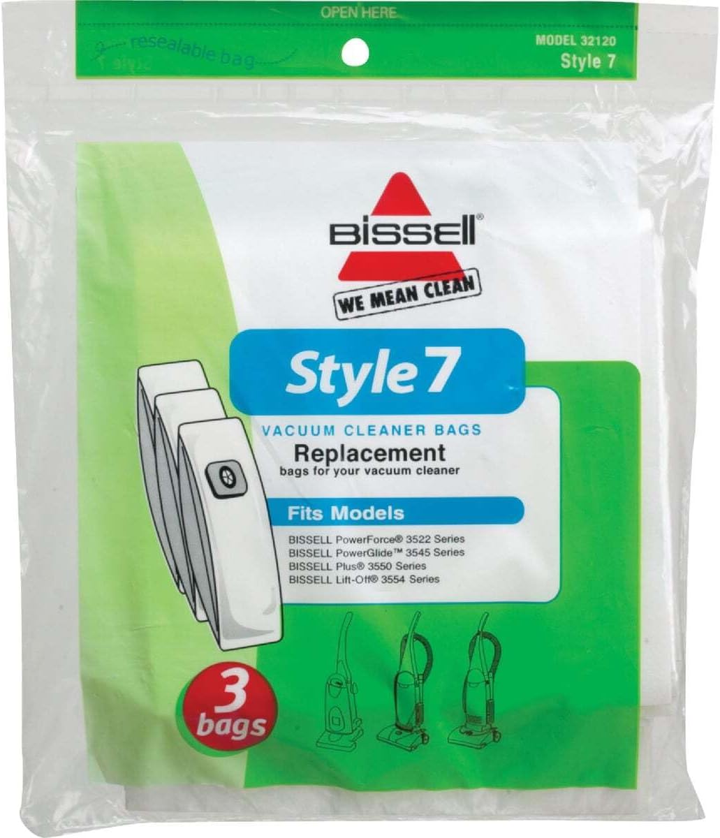 Topvacuumparts Replacement Vacuum Cleaner Bags for Bissell Style 7 3 Bags in A Pack Vacuum Cleaner Bags (1 Pack of 3), Model Number: 32120