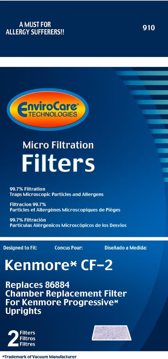 Topvacuumparts (2 X) Kenmore CF2 Foam Filter For Models Upright, Progressive Vacuum Cleaners, 86884, 20-86884C, 2086884, 4370432, 610488 Part # 910
