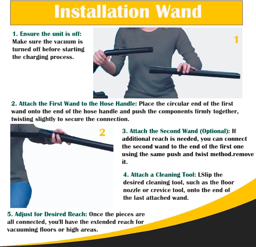 Topvacuumparts 2 Extension Wand 1 Crevice Tool & 9 Vacuum Bags Compatible For Eureka Mighty Mite 3670,3670G,3684A,3684B,3695A Series Canister Vacuums