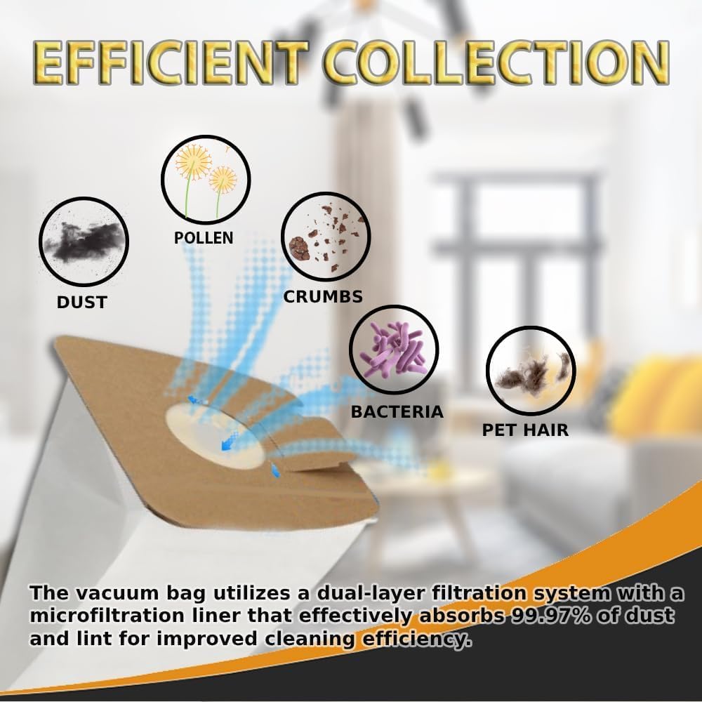 Topvacuumparts Style MM Reusable Cloth Bag and 9-Pack Vacuum Bags Compatible with Eureka Mighty Mite 3670 3680 Series Canister #39633