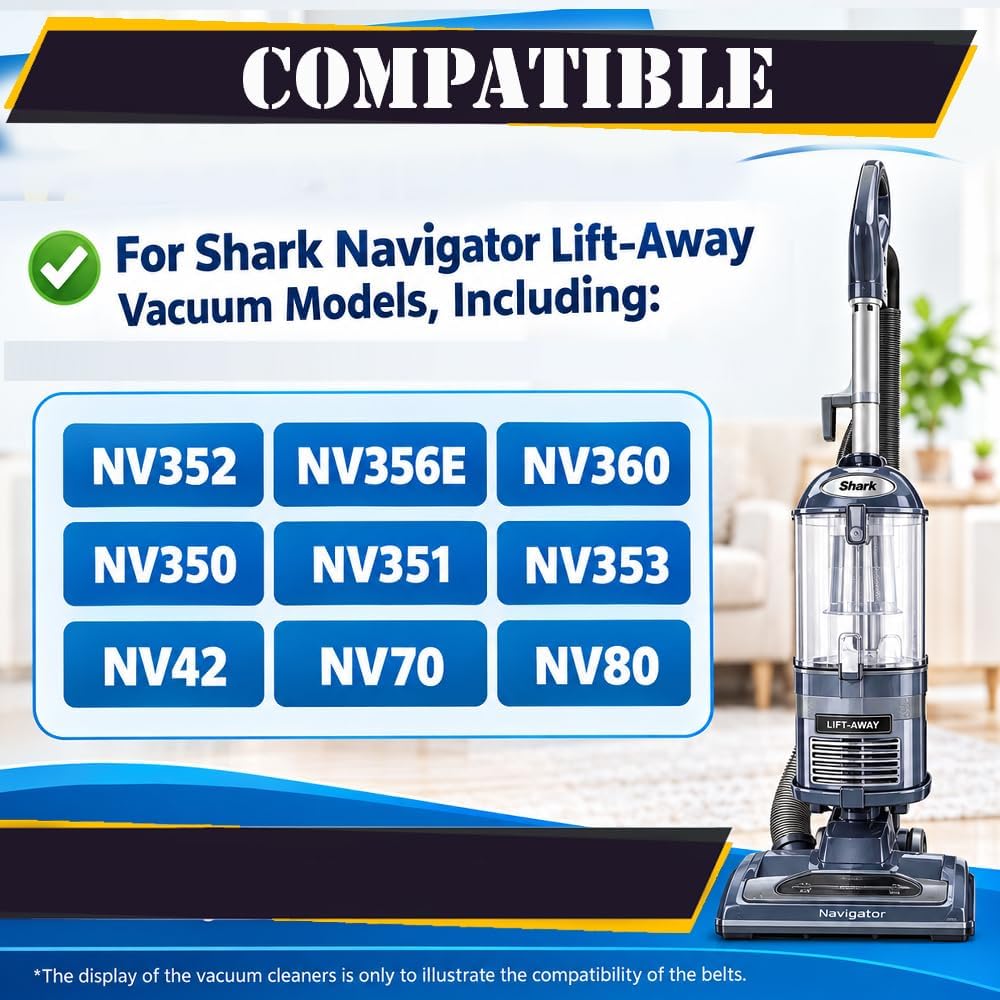 Topvacuumparts Replacement Motorized Floor Brush Belt for Shark Navigator NV350, NV360 NV351, NV353, NV42, NV70,NV80 Compatible, Motorized #Part117FFJ
