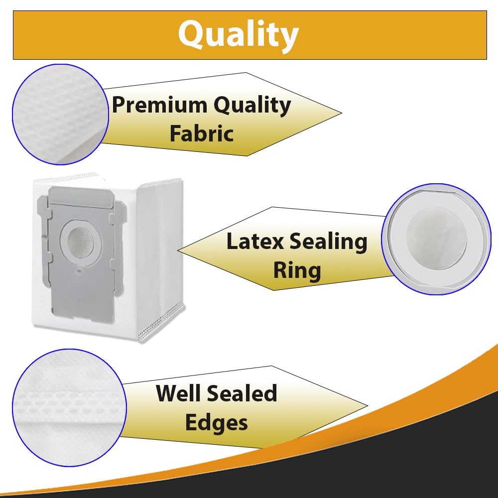 Topvacuumparts 10 Vacuum Bags for irobot Roomba E5 E6i1Plus, i1, i3, i4, i6, i7, i8, j7, j8, s9, s9+, Replacement for i & s & j Series Dirt Disposal