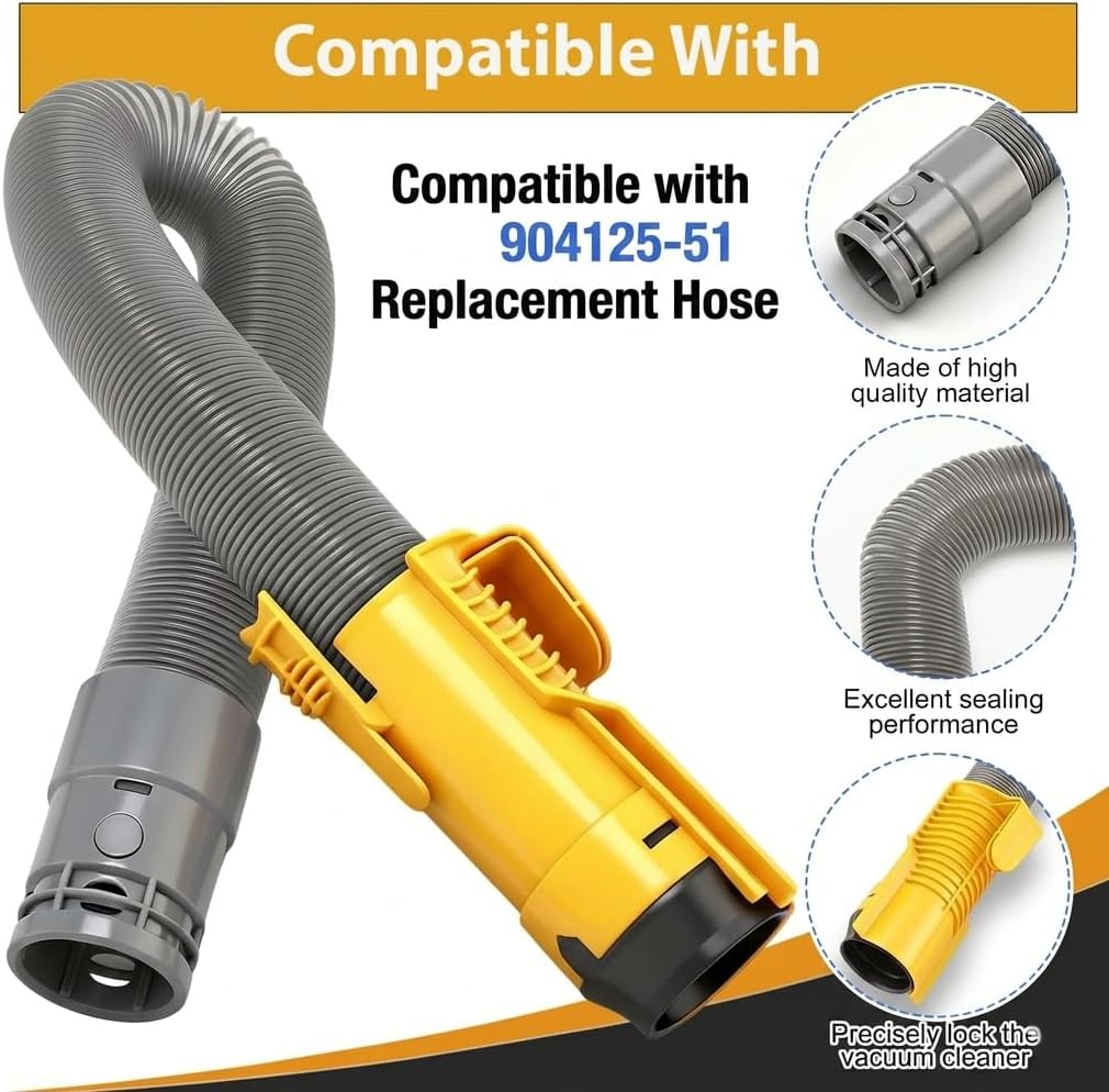 Topvacuumparts Wand Handle Assembly Compatible For Dyson DC07 And Dyson Part 904247-49 and Replacement Yellow Hose part 904125-07, 904125-14,904125-49