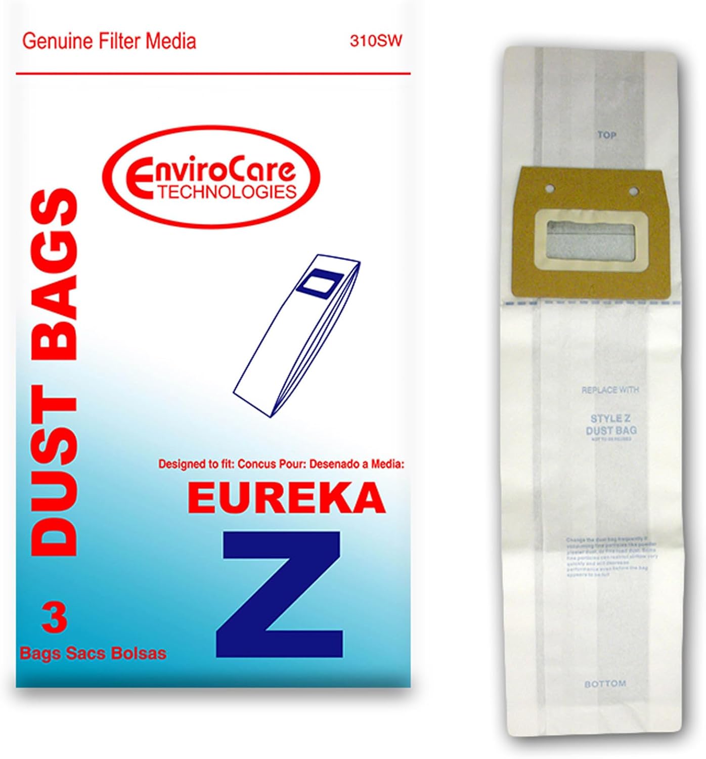 Topvacuumparts Replacement Part For Eureka Sanitaire Vacuum Upright Type Z Paper Bags (3 Bags) # 310SW