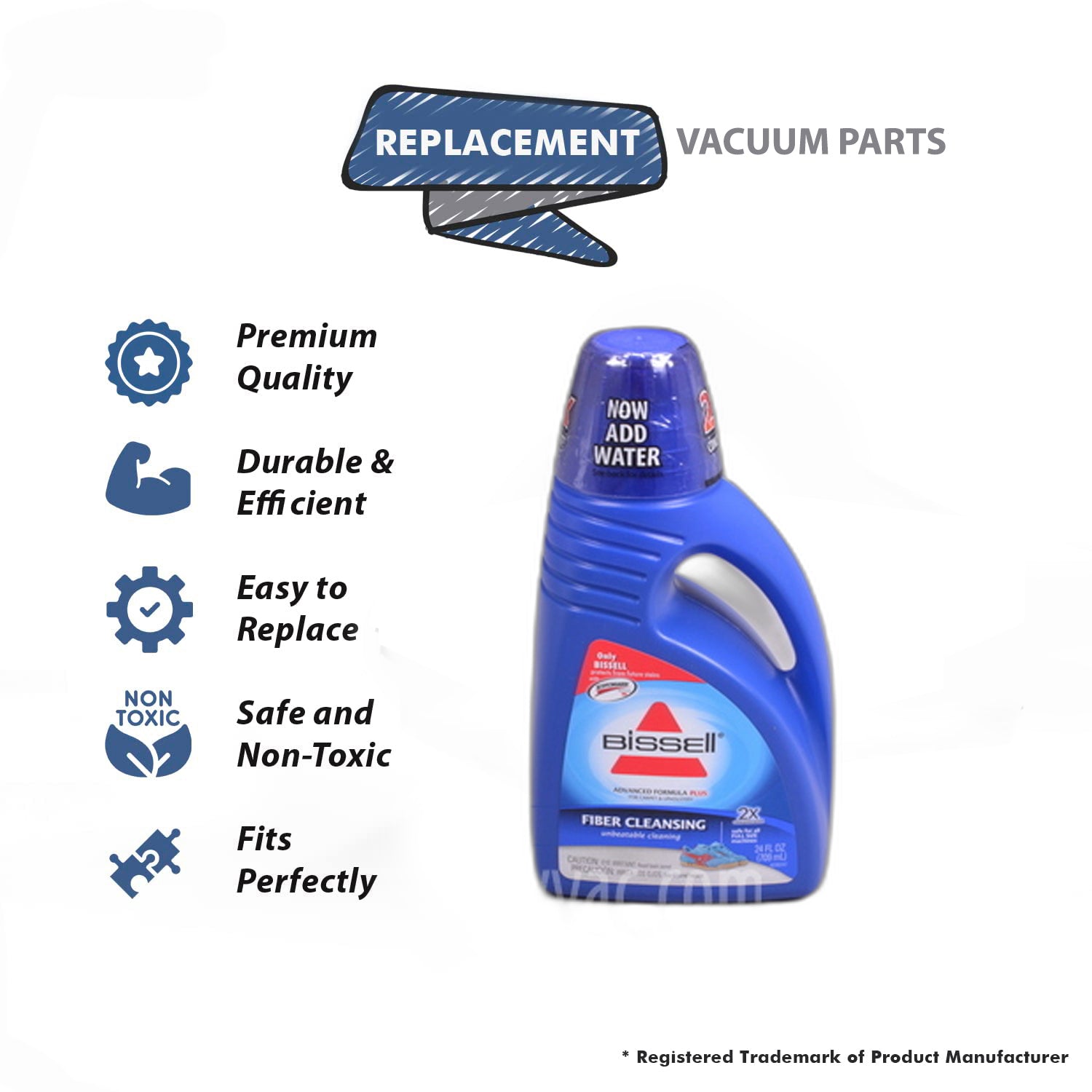 Topvacuumparts replacement part engineered for Bissell 2X Formula vacuum shampoo system # compare to part 62E52