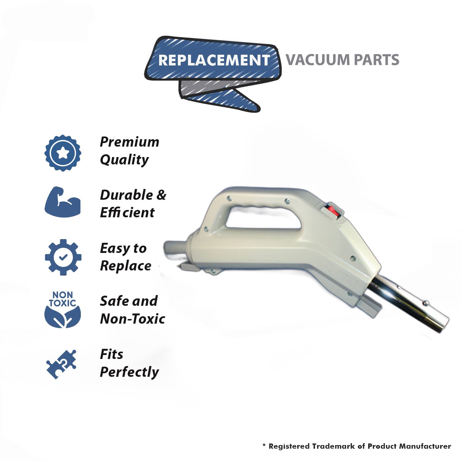 Topvacuumparts Replacement Part For Fit All Vacuum Cleaner Black Pump Handle with On/Off Switch & Button Lock # compare to part 6500