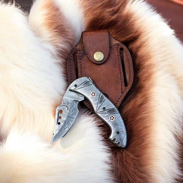 Custom Handmade Damascus Pocket Knife – 3