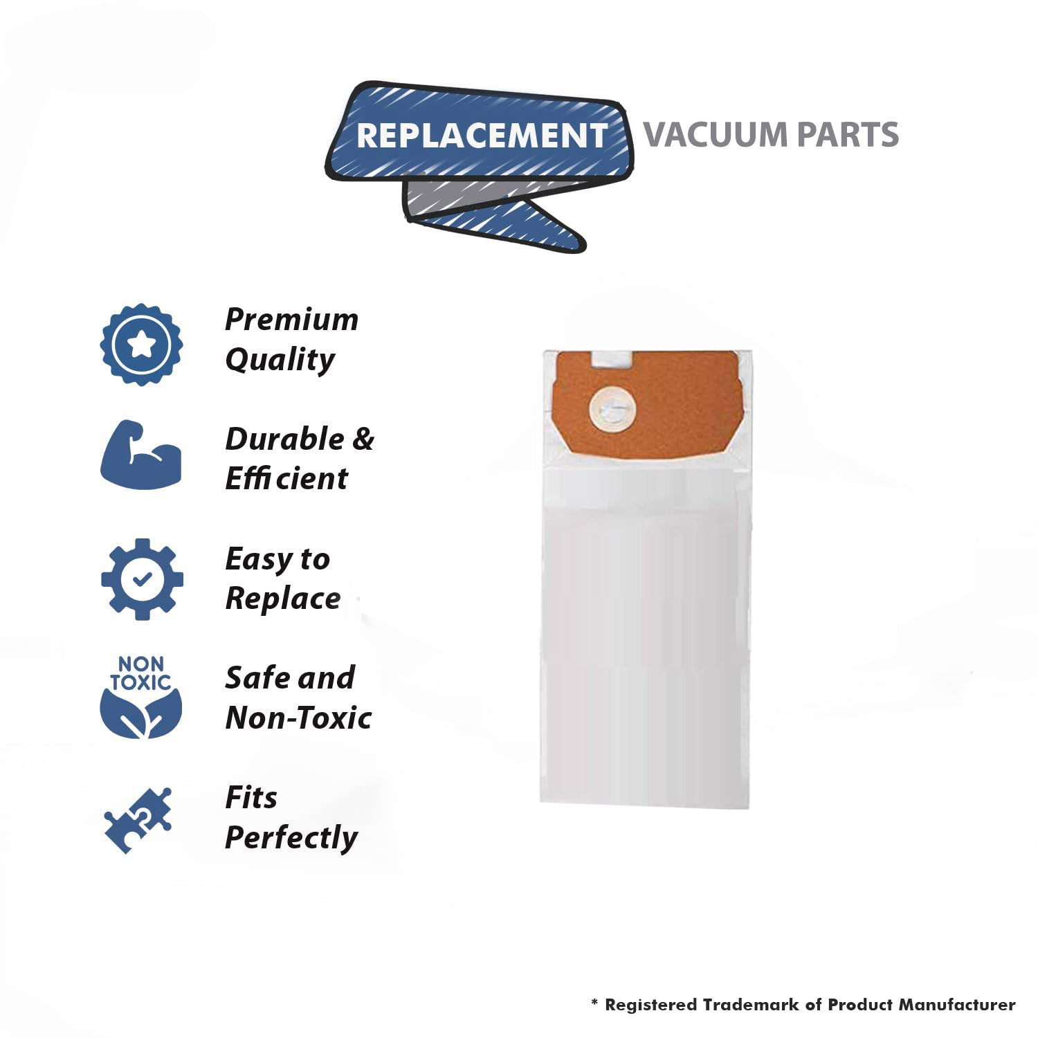 Topvacuumparts Replacement Part For Eureka Senitaire Upright Vacuum Cleaner Style-AA 3M Paper Bags6 #compare to part 67702A-6