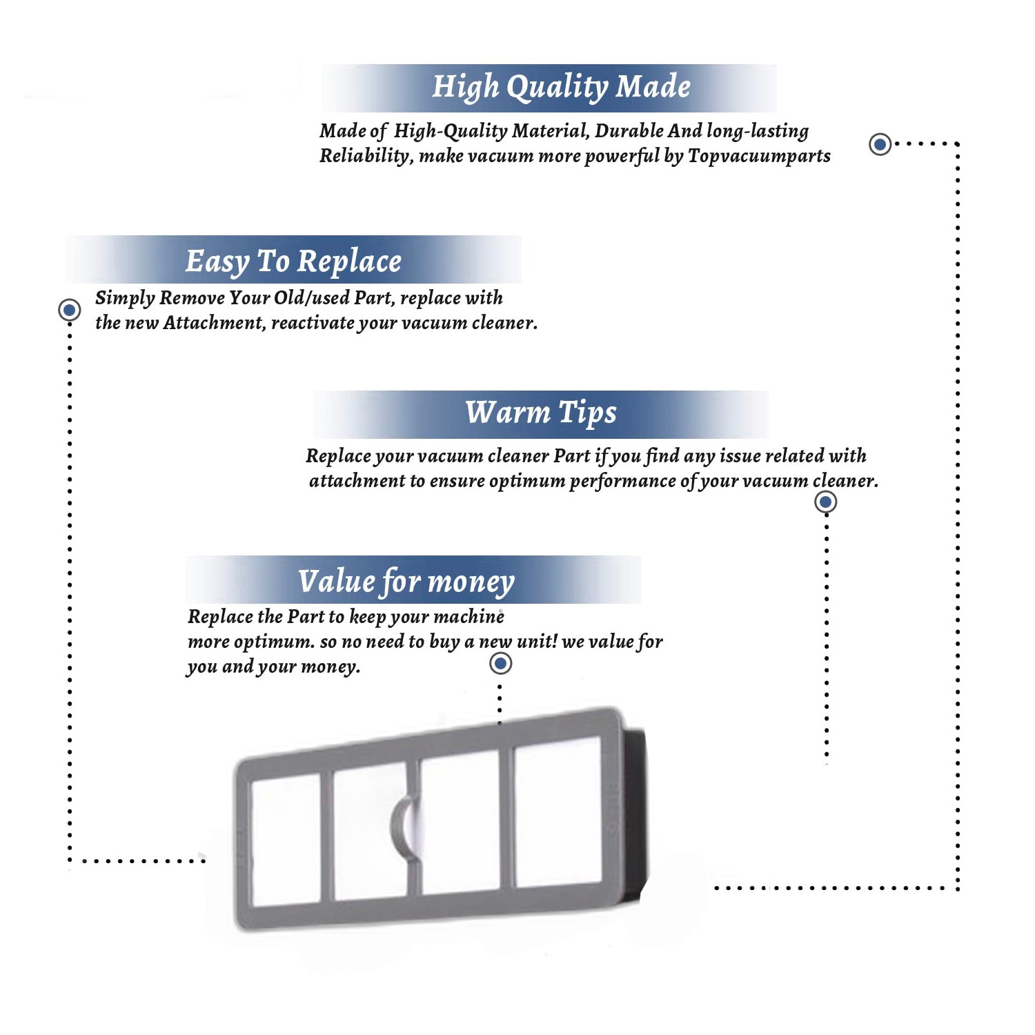 Topvacuumparts Replacement For Eureka 4230, AS1052AX Upright Vacuum Cleaner Style EF6 Filter # Compare to Part 67826A-4