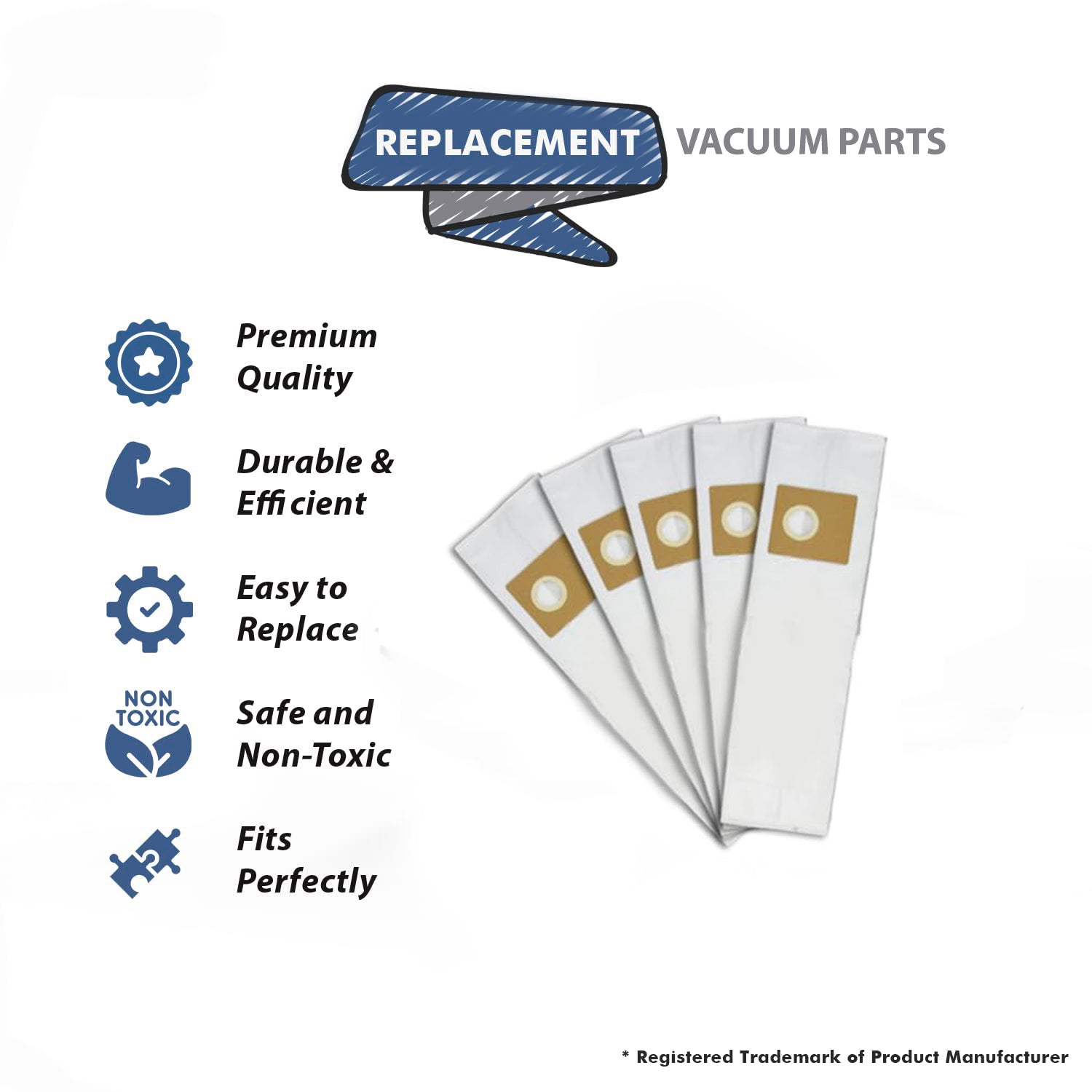 Topvacuumparts Replacement Part For Eureka Sanitaire, Commercial Canister Vacuum Cleaner 5Pk Paper Bags # compare to part 68440-10