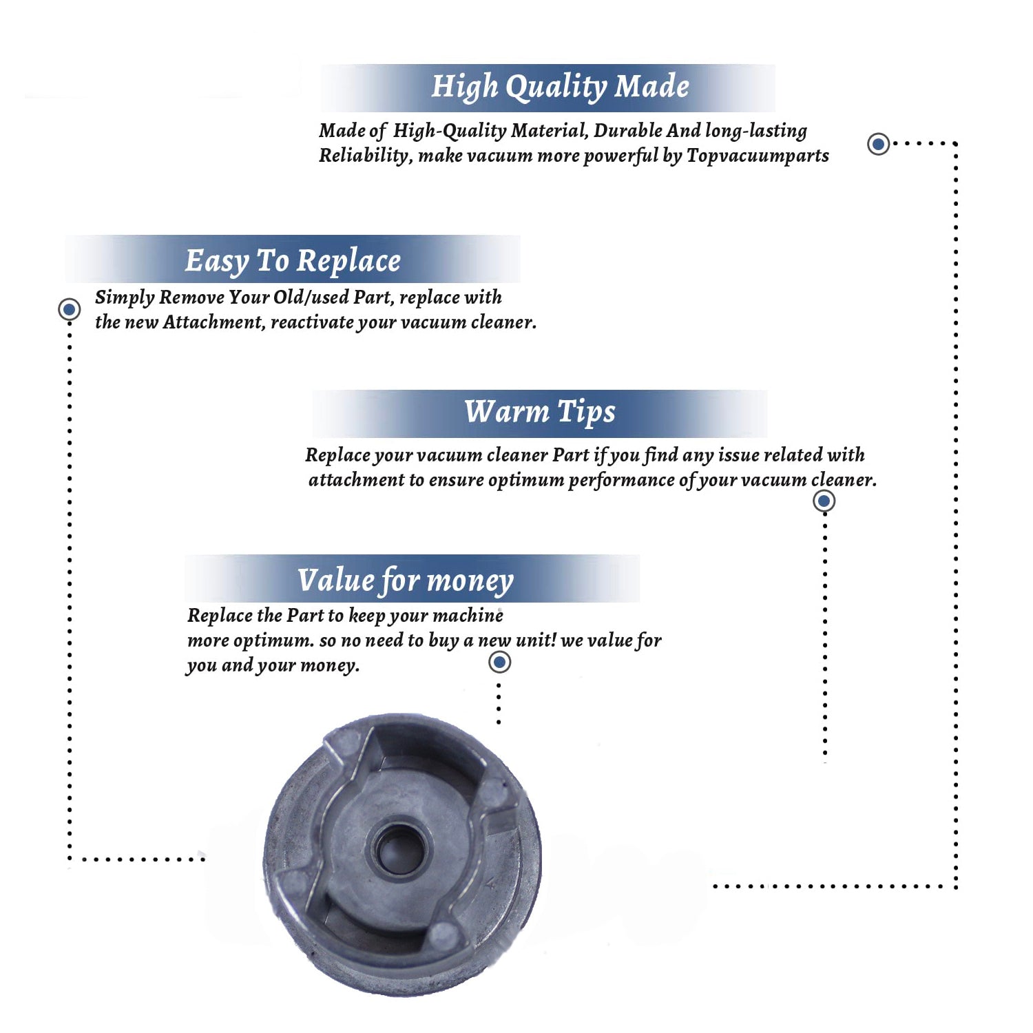 Topvacuumparts Replacement Part For Cirrus CR69, CR79, CR89, CR99 Vacuum Cleaner Holder With Bearing # Compare to Part 700170400