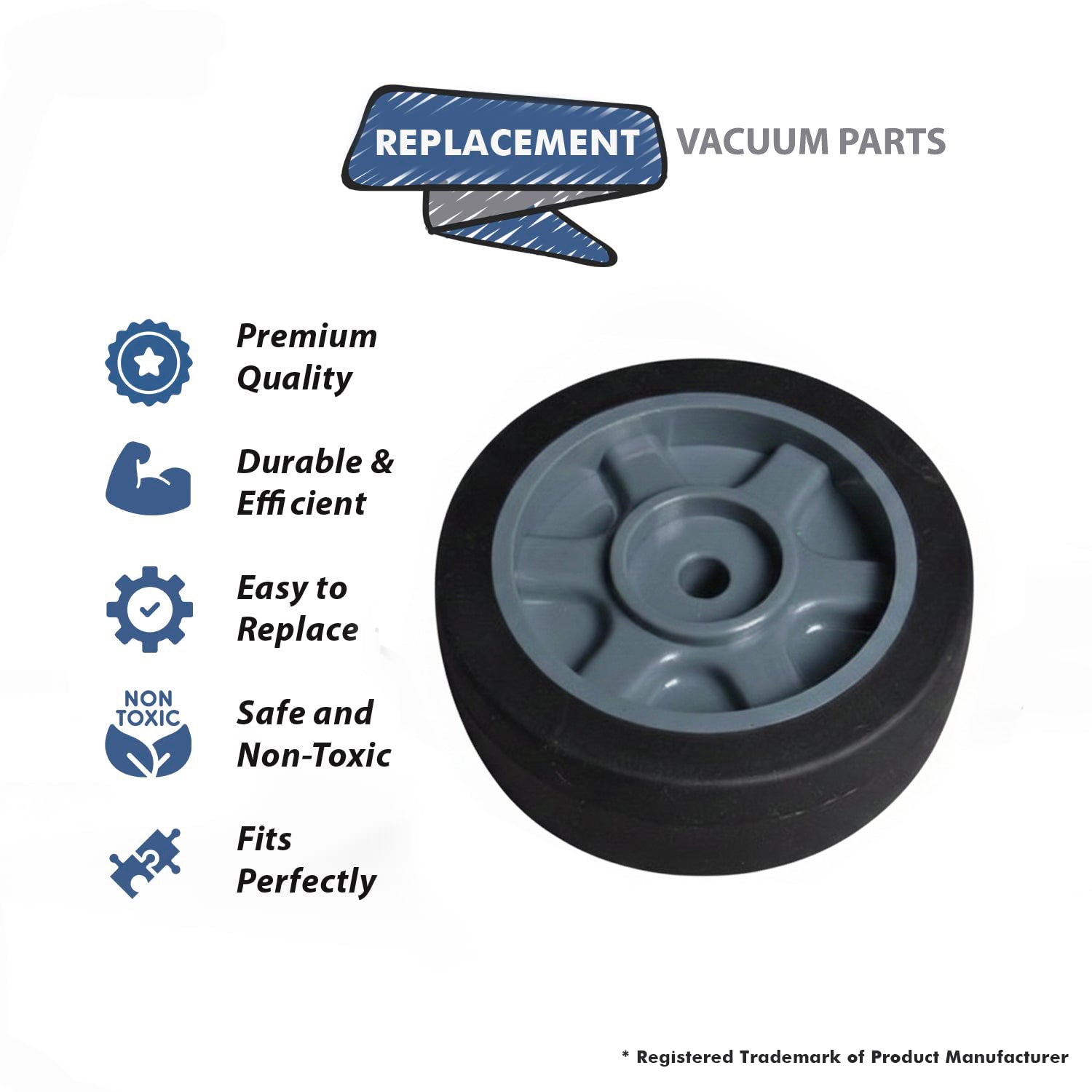 Topvacuumparts Replacement Part For Evolution-Bernina CR78, 88 Vacuum Cleaner Black Rear Wheel # compare to part 700273501