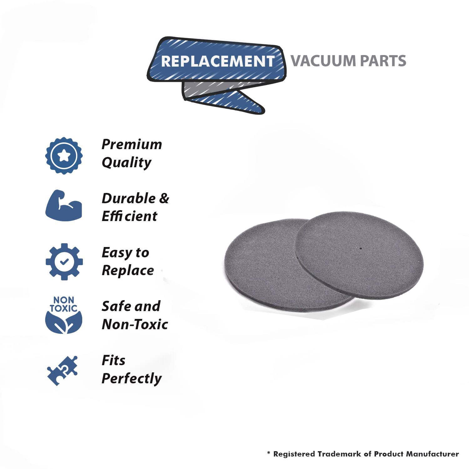 Topvacuumparts Replacement Part For Compact/Tristar EXL, MG1, MG2 Series Vacuum Foam Motor Filter 2-Pack # compare to part 70207