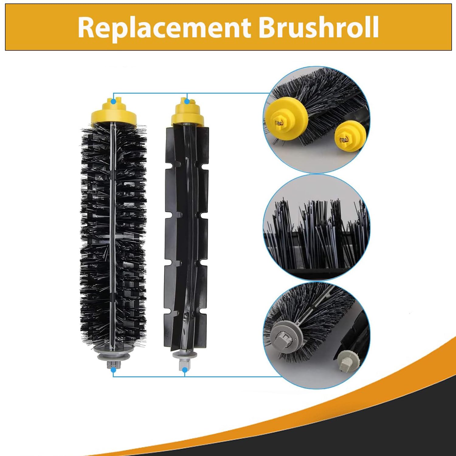 Topvacuumparts Replacement Accessories Kit Fits For iRobot Roomba 700 Series 760 761 770 780 790 Robot Vacuum with Flexible Beater and Bristle Brush