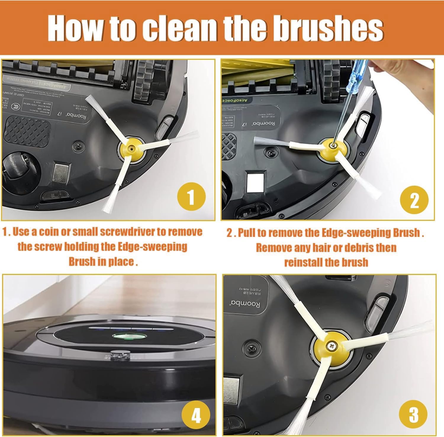 Topvacuumparts Compatible for iRobot 500 Series 555 560 561 562 570 581 2 Roller Brushes, 3 Filters, 1 Side Brushes + 1 Cleaning Tools