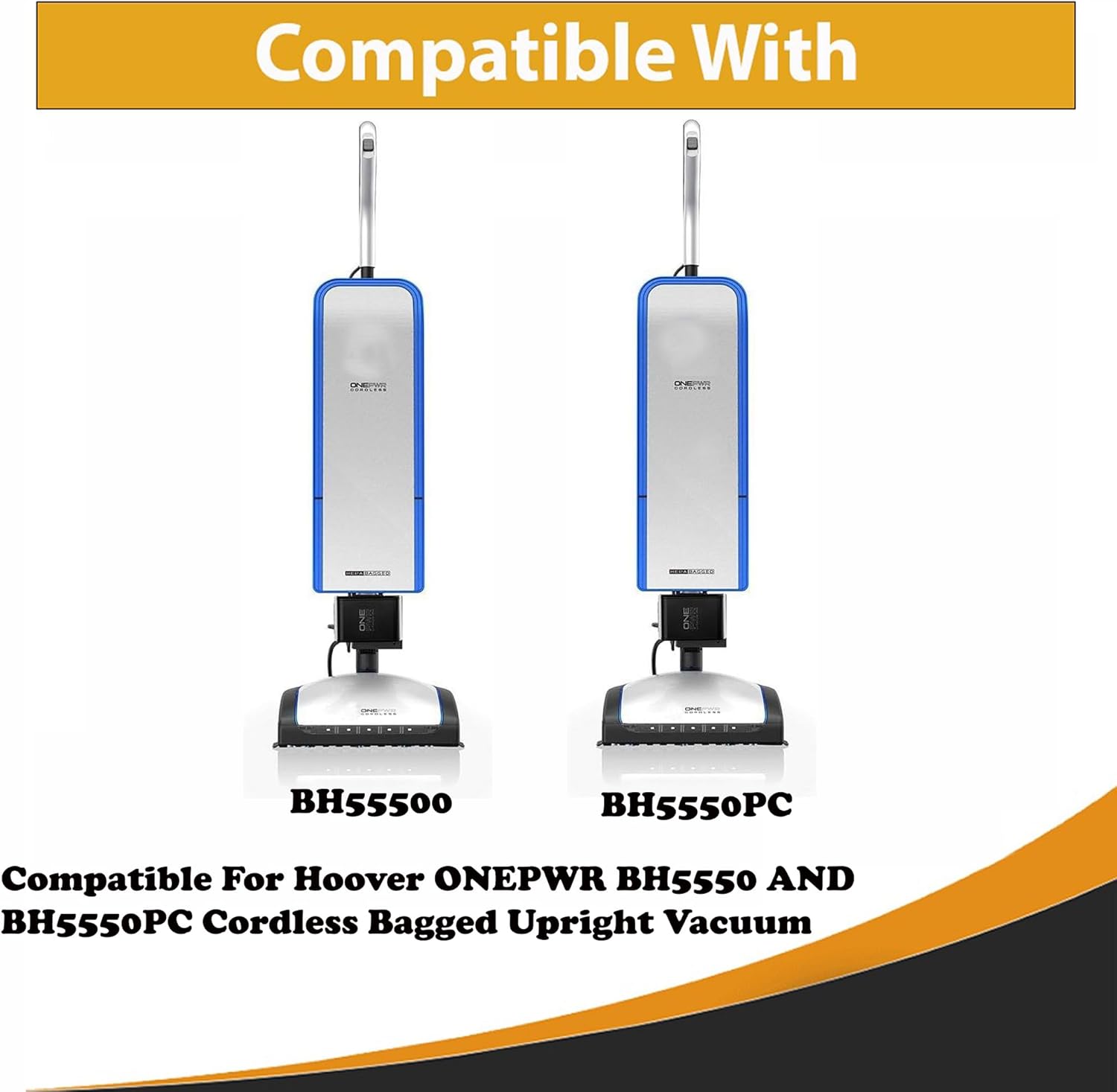 Topvacuumparts ONEPWR HEPA Replacement Vacuum Bags for Hoover Cordless Upright BH55500 & BH55500PC Commercial Vacuum Cleaners #AH15600 18-Pack