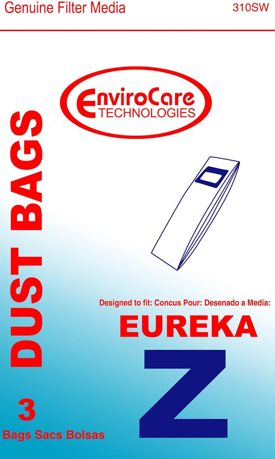 Topvacuumparts Replacement Part For Eureka Sanitaire Vacuum Upright Type Z Paper Bags (3 Bags) # 310SW