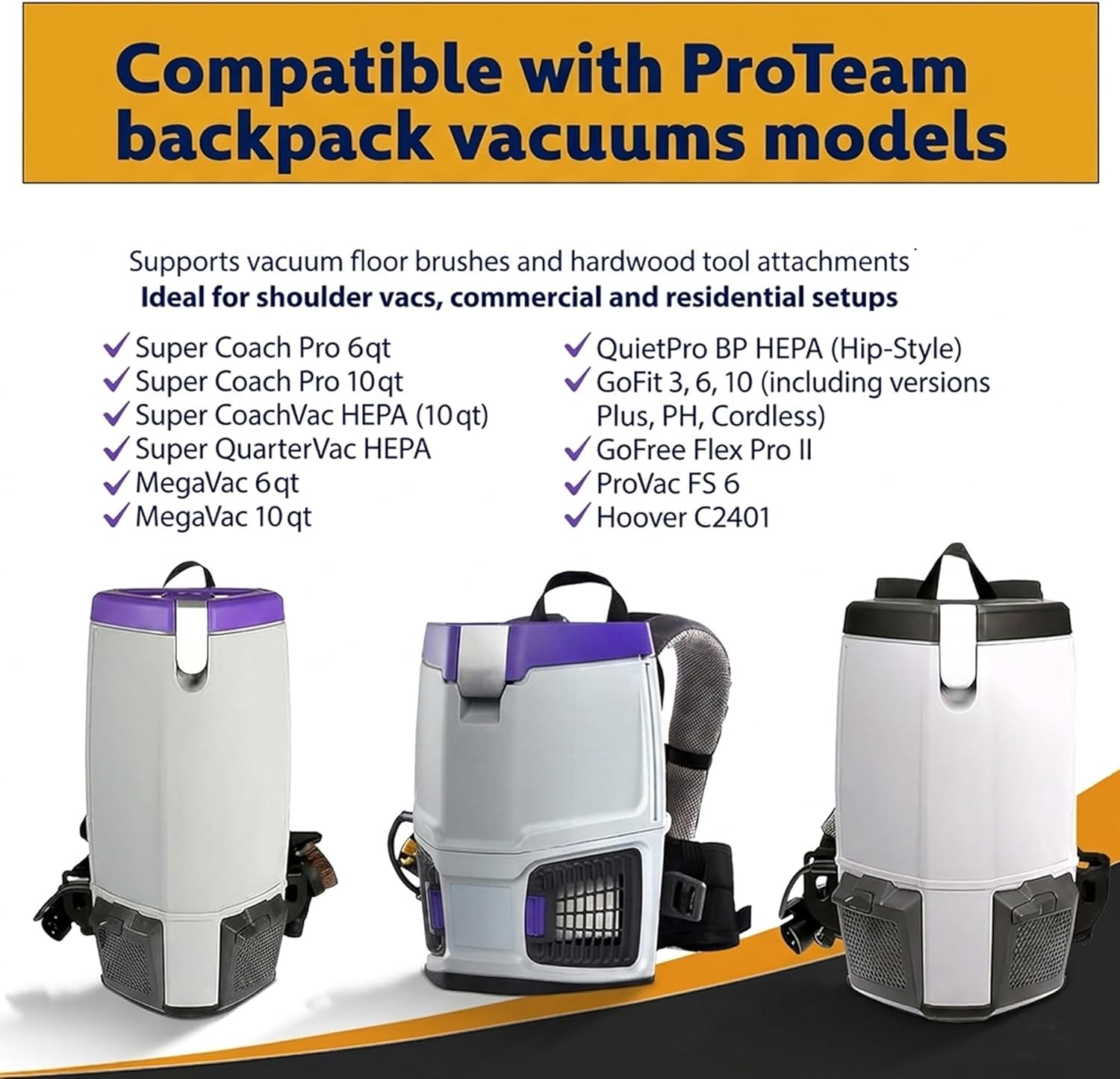 Topvacuumparts Backpack Vacuum Tool Set: Replacement Wand & Turbo Brush for ProTeam Super Coach Pro, Hoover C2401 Shoulder Vac