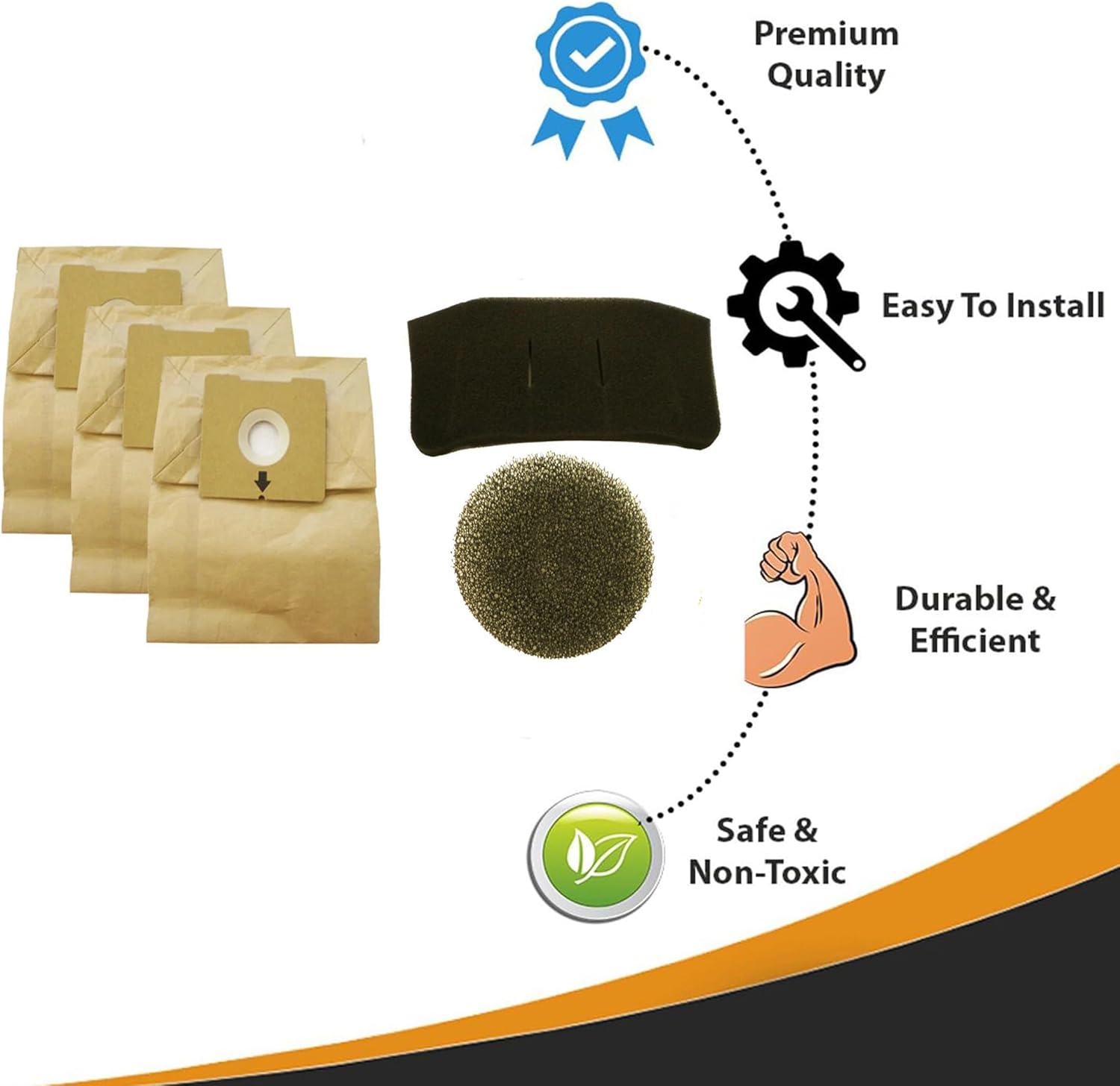 Topvacuumparts Replacement For Bissell 3 Bag & Filter Kit for 4122 Zing Bagged Canister, Replace With Part, 1480
