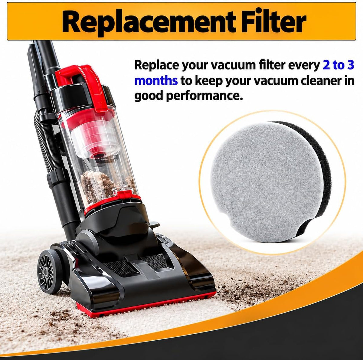 Topvacuumparts 10PK Filter for Bissell Cleanview Compact Turbo 3508 3437F, Powerforce 2112 1520, Turbo Bagless 2690 1604896/160-4896, 1 cleaning brush