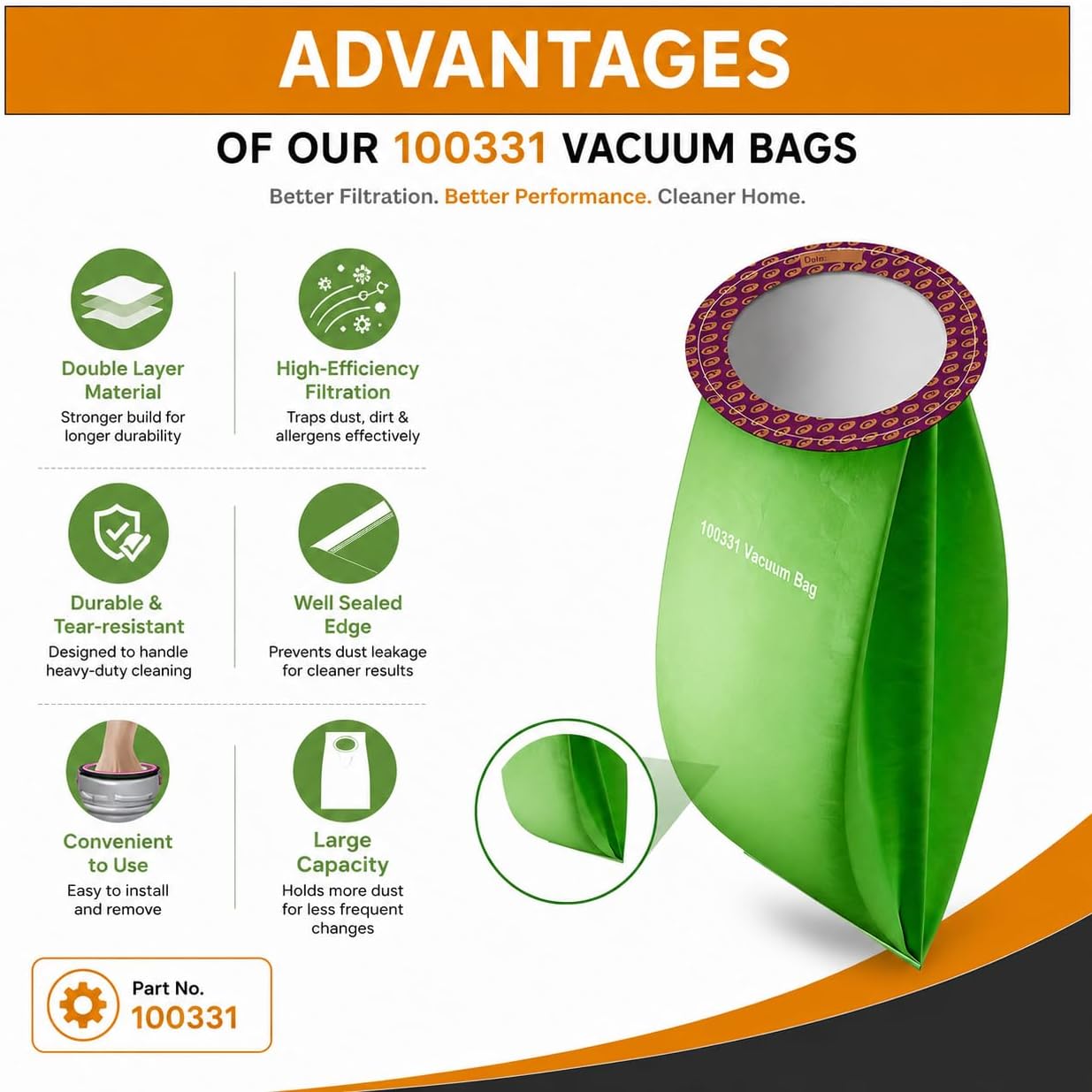 Topvacuumparts Replacement for Proteam 10 Quart Backpack Vacuum Bags. 8 Pack Bundle # compare to part 100331