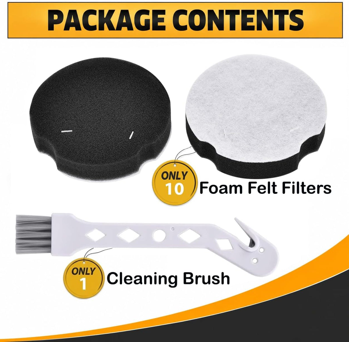 Topvacuumparts 10PK Filter for Bissell Cleanview Compact Turbo 3508 3437F, Powerforce 2112 1520, Turbo Bagless 2690 1604896/160-4896, 1 cleaning brush