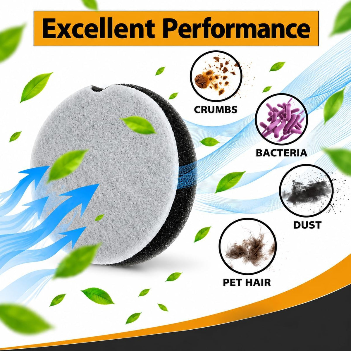 Topvacuumparts 10PK Filter for Bissell Cleanview Compact Turbo 3508 3437F, Powerforce 2112 1520, Turbo Bagless 2690 1604896/160-4896, 1 cleaning brush
