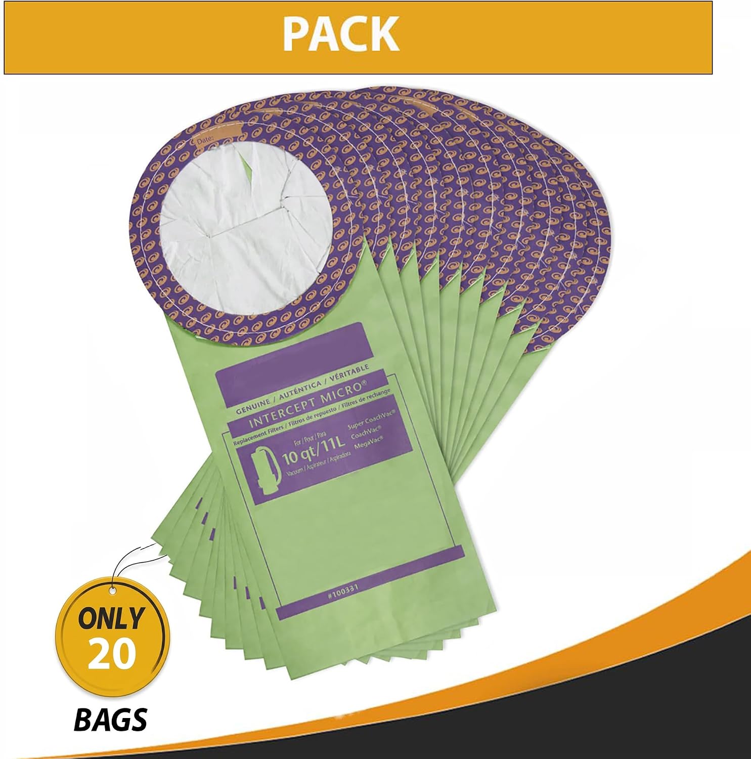 Topvacuumparts Replacement for Proteam 10 Quart Backpack Vacuum Bags. 10 Pack Bundle # compare to part 100331