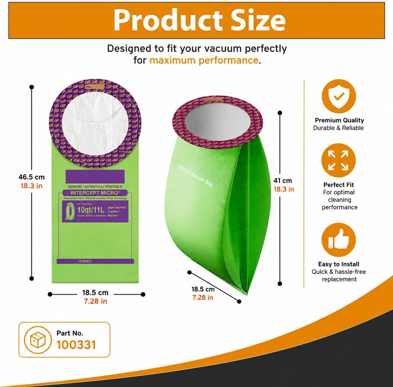 Topvacuumparts Replacement for Proteam 10 Quart Backpack Vacuum Bags. 10 Pack Bundle # compare to part 100331
