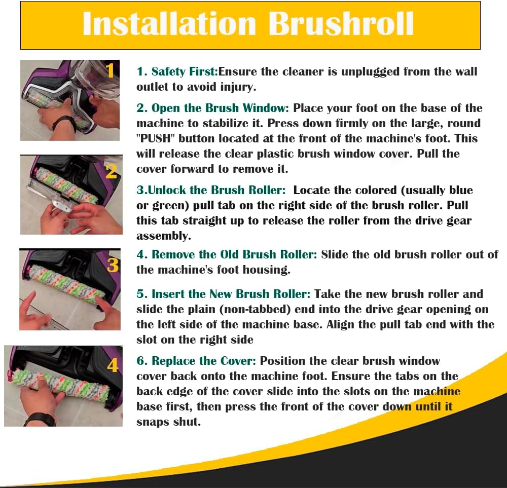 Topvacuumparts for Bissell CrossWave 1785 2306A Includes 1 Pet Brush Roll 2460 and 3 Filters 1866 Replaces 1613568 1608684 Best for wet dry cleaning
