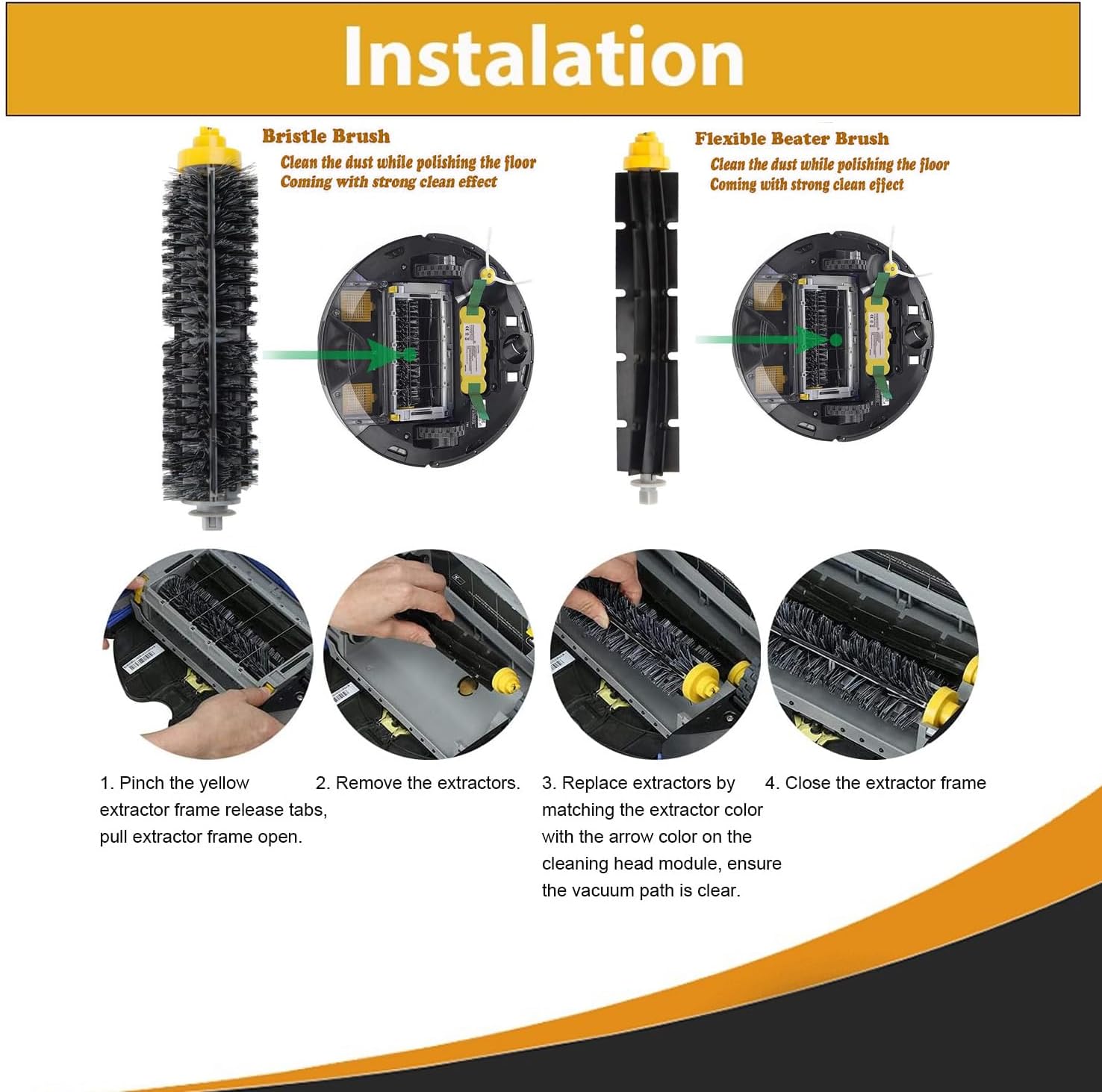 Topvacuumparts Compatible for iRobot 500 Series 555 560 561 562 570 581 2 Roller Brushes, 3 Filters, 1 Side Brushes + 1 Cleaning Tools